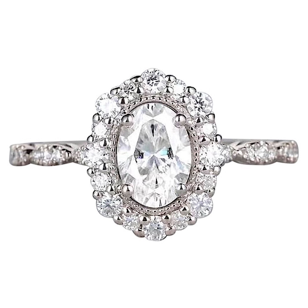 NEW Women's‎ Gold Filled Oval Halo Simulated Diamond Engagement Ring, Sz 6